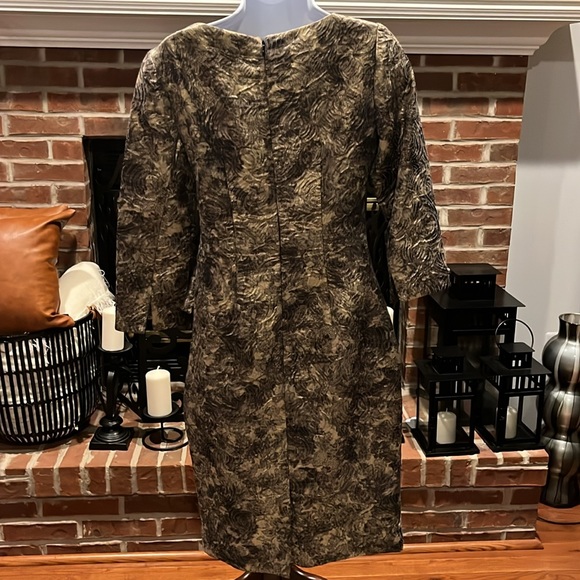 Rickie Freeman Teri Jon Special Occasion Dress Size:4 Tan/Bronze & side Beads - Picture 3 of 16